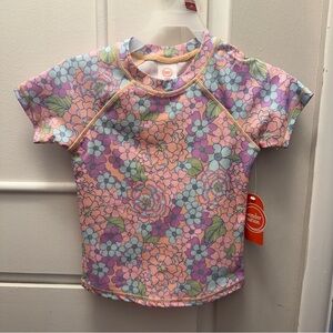 Wonder Nation Girls 2-Piece Rash Guard Swimsuit Floral UPF 50+ Size 6–6X / 7–8